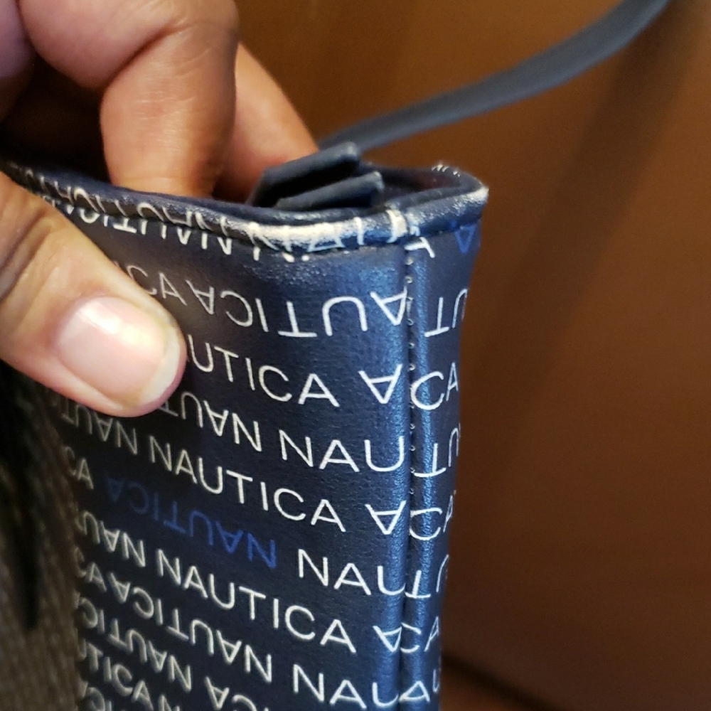 Nautica Blue and White Logo Stripe Tote Bag - Picture 4 of 9